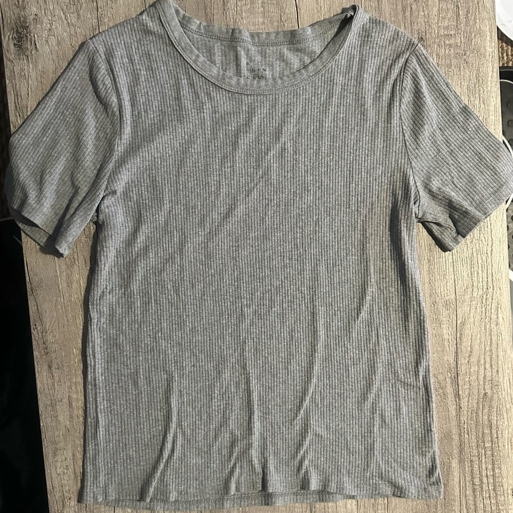 A new day Gray Ribbed Tee Size XL